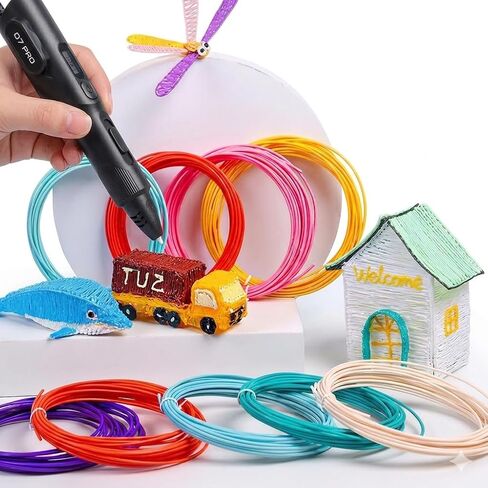 PLA Filament Refills for 3D Pen, 1.75mm 10 Color Pack 5M Each, Total 164FT, Smooth No Bubble Low Smell Filament for Art Craft Modeling in Kuwait