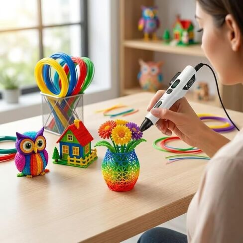 3D Pen Filament Refills PLA 1.75mm, 10 Colors x 5M Each, Total 164FT, Low Odor No Bubble Filament for 3D Printing Pen, Smooth Drawing Craft Supplies in Kuwait