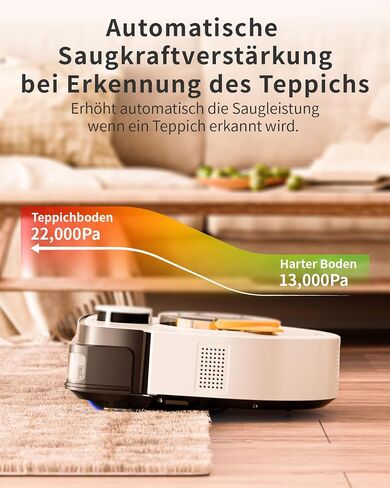 مكنسة روبوت UBPET مع شفط قوي للغاية بقدرة 22,000 باسكال - مكنسة روبوت أوتوماتيكية لشعر الحيوانات الأليفة والسجاد، تنظيف خالٍ من التشابك، رسم خرائط ذكي مع ملاحة LiDAR، التحكم في التطبيق in Kuwait