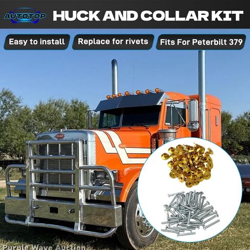 طقم Huck and Collar FIT Peterbilt 379 - 3/16 بوصة أطواق فولاذية متوسطة الحافة، رأس زر - استبدل MGP98T-R6-10G، MGCS-R6U - عبوة من 100 قطعة in Kuwait