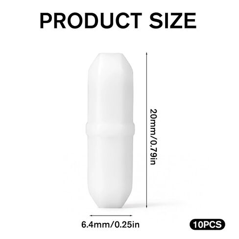 Gjinxi 10 قطع من قضبان التحريك المغناطيسية PTFE خلاط تحريك شريط التحريك الأبيض مختبر النمام خلاط قضبان خلط لوحة بار لمختبر المغناطيسية المنزل DIY مشروع كوب مسطح القاع (20 مم / 0.8 بوصة) in Kuwait