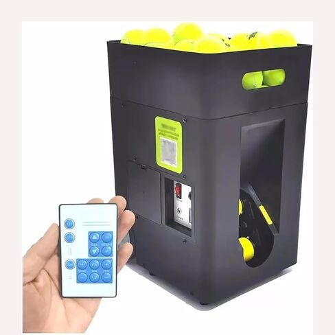 Tennis Ball Machine, Portable Tennis Spear with Remote Control, Serving Frequency is 1.5-10 Seconds/Hold Up to 50 Tennis Balls(Does Not Contain)/Adjustable Launch Angle, for Tennis Trainers in Kuwait