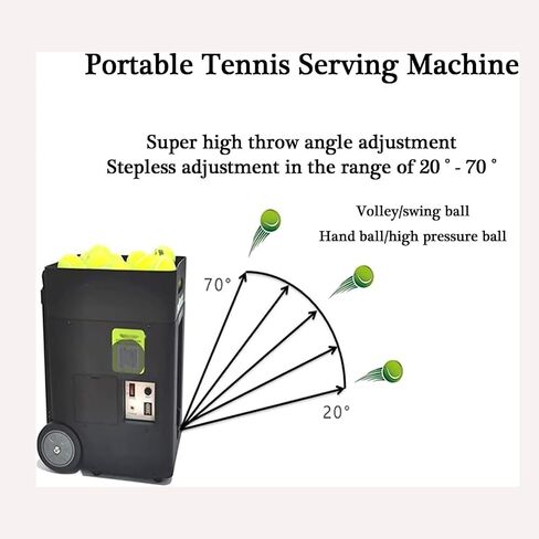 Tennis Ball Machine, Portable Tennis Spear with Remote Control, Serving Frequency is 1.5-10 Seconds/Hold Up to 50 Tennis Balls(Does Not Contain)/Adjustable Launch Angle, for Tennis Trainers in Kuwait