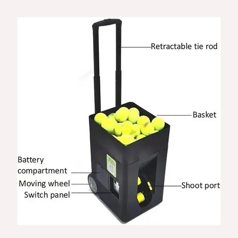 Tennis Ball Machine, Portable Tennis Spear with Remote Control, Serving Frequency is 1.5-10 Seconds/Hold Up to 50 Tennis Balls(Does Not Contain)/Adjustable Launch Angle, for Tennis Trainers in Kuwait