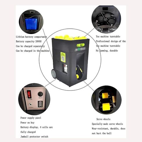 Tennis Ball Machine, Portable Tennis Spear with Remote Control, Serving Frequency is 1.5-10 Seconds/Hold Up to 50 Tennis Balls(Does Not Contain)/Adjustable Launch Angle, for Tennis Trainers in Kuwait