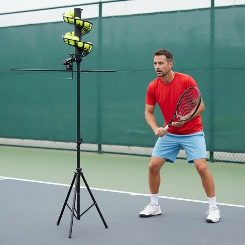 Balls Serving Machine Lightweight Tennis Ball Feeder with Extra Track Hold 33 Balls Single-Person Swing Practice Trainer Pickleball Throwing Height Adjustable Training Equipment in Kuwait