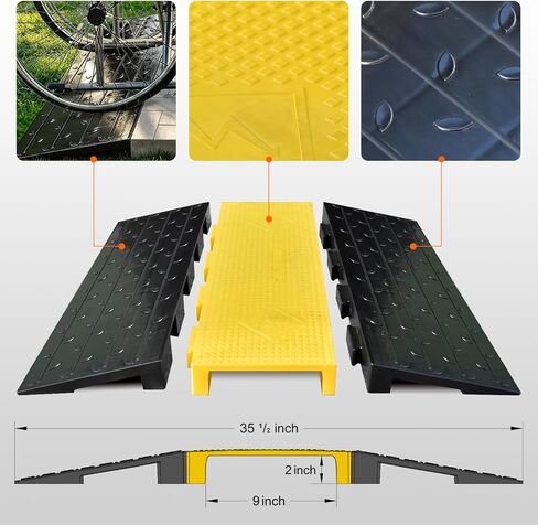 Assemble Threshold Bridge Ramp,1 Large Channel Floor Wire Hose Cord Cable Protector, Doorway Ramp for Cars Wheelchairs, ADA Compliant Driveway Road Hump, Traffic Speed Bump in Saudi Arabia