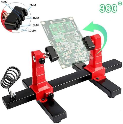 أدوات لحام كهربائية لدوران 360 درجة قابلة للتعديل، حامل PCB، حامل حديد لحام، مشابك زنبركية، خفيفة الوزن، غير قابلة للانزلاق، أداة تجميع إلكترونية (اللون: أحمر) in Kuwait
