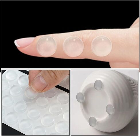 Uonlytech 64 Particles Silicone Adhesive Bumper Pads for Door Handle and Furniture Surface, White Cabinet Door Bumpers with Easy Installation and Shock Absorption for Home Decor and Other in Kuwait