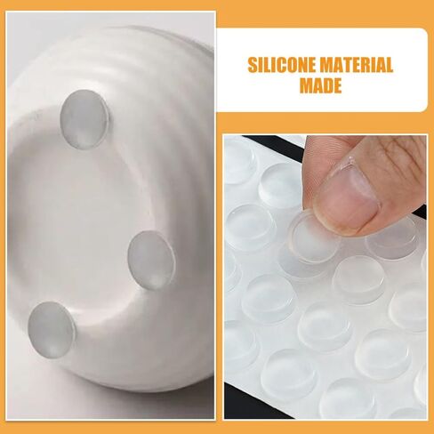 Uonlytech 64 Particles Silicone Adhesive Bumper Pads for Door Handle and Furniture Surface, White Cabinet Door Bumpers with Easy Installation and Shock Absorption for Home Decor and Other in Kuwait