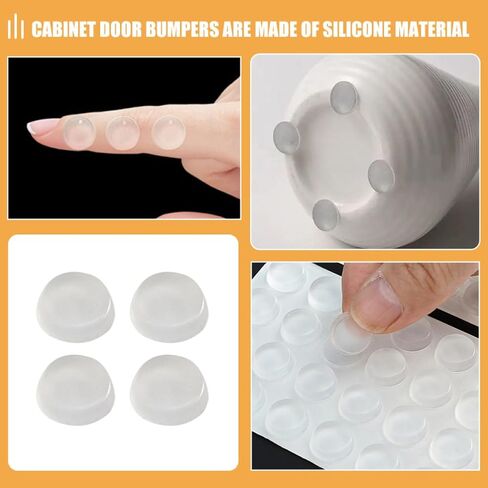 Uonlytech 64 Particles Silicone Adhesive Bumper Pads for Door Handle and Furniture Surface, White Cabinet Door Bumpers with Easy Installation and Shock Absorption for Home Decor and Other in Kuwait