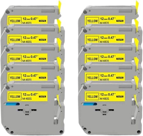 شريط متوافق مع ملصقات MK 231 131 431 531 631 731 وملصقات PT-70 PT-80 5/10/20PK 12 مم (20PK أسود على أبيض) in Kuwait