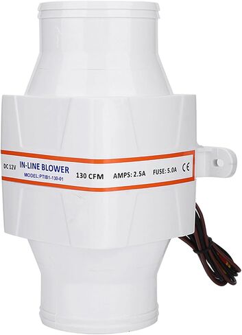 Naroote 3In in Line Marine Bilge Air Blower, Mute Strong Ventilation Fan, Water Proof Marine Bilge Air Blower with 12V DC 130CFM Design, Ideal for Yacht, Caravan & Boat in Saudi Arabia