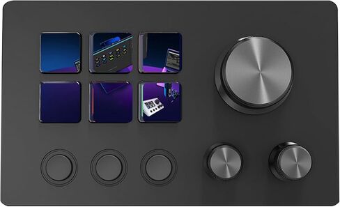 Visual Customizable Keyboard Media Controller for Gaming and Content Creation, Compact Design, 64-bit and AboveMacOs 14 and Above, 6 Customizable Keys, 3 Buttons (Black) in Kuwait