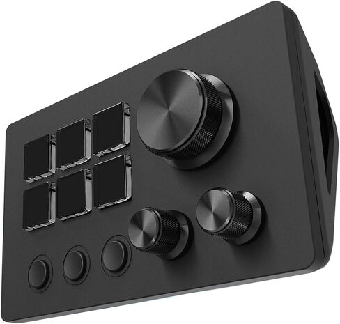 Visual Customizable Keyboard Media Controller for Gaming and Content Creation, Compact Design, 64-bit and AboveMacOs 14 and Above, 6 Customizable Keys, 3 Buttons (Black) in Kuwait