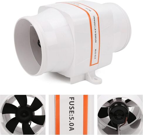 FILFEEL 4in 270CFM منفاخ الآسن مضمن كهربائي أبيض للقوارب البحرية تيار مستمر 24 فولت in Kuwait