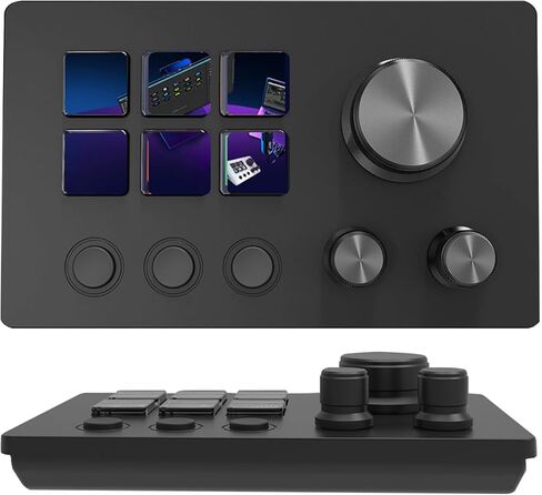 Visual Customizable Keyboard Media Controller for Gaming and Content Creation, Compact Design, 64-bit and AboveMacOs 14 and Above, 6 Customizable Keys, 3 Buttons (Black) in Kuwait