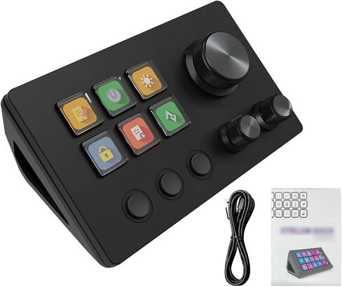 Visual Customizable Keyboard Media Controller for Gaming and Content Creation, Compact Design, 64-bit and AboveMacOs 14 and Above, 6 Customizable Keys, 3 Buttons (Black) in Kuwait