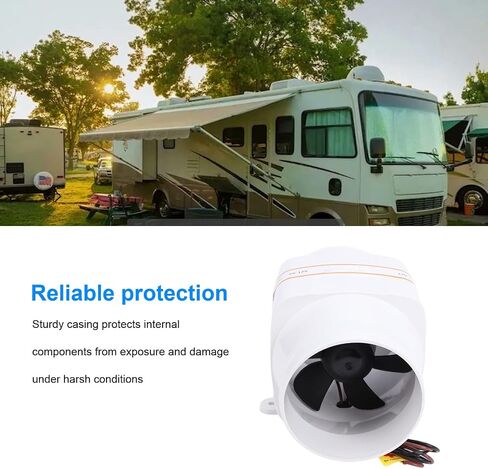 12V Inline Marine Bilge Air Blower, 270 CFM High Airflow Boat Engine Compartment Ventilation Fan with Quiet 4 Fan Impeller, ABS Housing for Yacht Sailboat in Kuwait