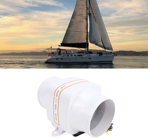12V Inline Marine Bilge Air Blower, 270 CFM High Airflow Boat Engine Compartment Ventilation Fan with Quiet 4 Fan Impeller, ABS Housing for Yacht Sailboat in Kuwait