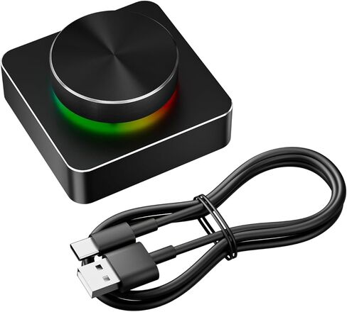 RGB Customizable Single Knob Controller, USB Wired BT 5.1 2.4G Volume Controller, PC with Type C Interface, Plug & Play, 360 Rotating Design, Built in 400mAh, Ideal in Kuwait