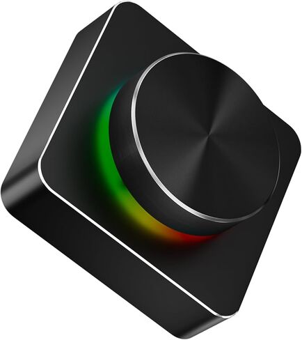 RGB Customizable Single Knob Controller, USB Wired BT 5.1 2.4G Volume Controller, PC with Type C Interface, Plug & Play, 360 Rotating Design, Built in 400mAh, Ideal in Kuwait