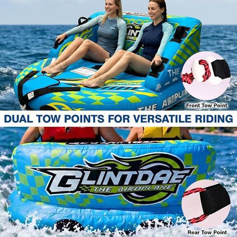 Towable Tube for Boating 2-Person, Heavy Duty Sofa Style Boat Tube | Premium Nylon Cover, EVA Pad & Super Safe Handle & Quick Connector Water Tubes for Boats, Boat Towables for Lake in Kuwait