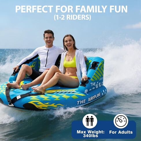 Towable Tube for Boating 2-Person, Heavy Duty Sofa Style Boat Tube | Premium Nylon Cover, EVA Pad & Super Safe Handle & Quick Connector Water Tubes for Boats, Boat Towables for Lake in Kuwait