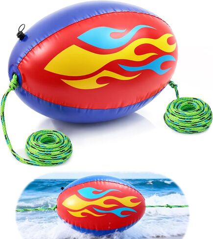 Silipull Towable Booster Ball with 60 ft Tow Rope, 4100 lb Break Strength, Heavy Duty Inflatable Booster Ball Keeps Rope Above Water, Reduces Spray & Drag for Tubing, Boating and 1-4 Rider Towables in Kuwait