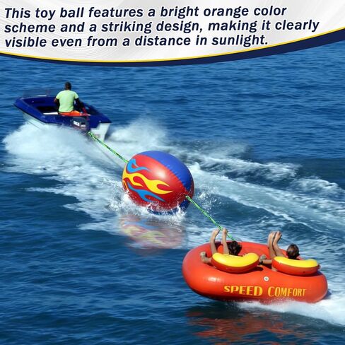 Silipull Towable Booster Ball with 60 ft Tow Rope, 4100 lb Break Strength, Heavy Duty Inflatable Booster Ball Keeps Rope Above Water, Reduces Spray & Drag for Tubing, Boating and 1-4 Rider Towables in Kuwait