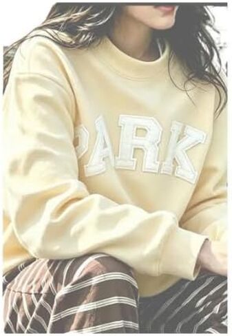 Women's High-Neck Sweatshirt — Embroidered English Text, Pure Cotton Fabric, Loose-Fit Outdoor Top Small in Kuwait