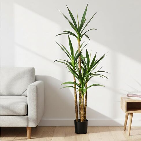 Artificial Trees 72 Inch/ 6Ft Faux Tree 4 Trunks Agave Plant, Tall Fake Plant with Plastic Pot for Home Decor, Office Decor in Saudi Arabia