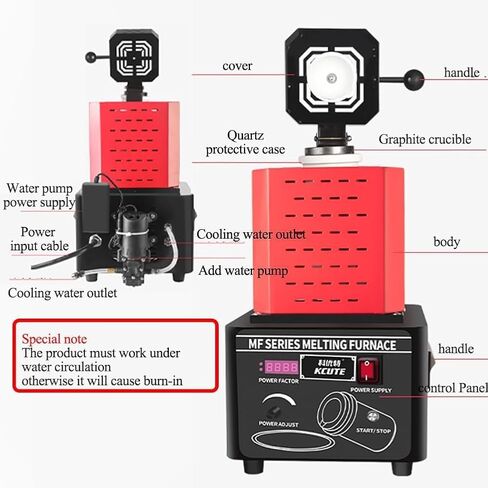 Electric Gold Melting Furnace, 1600℃ /2912℉ Digital Melting Furnace Machine with Graphite Crucible,Smelting Time 3-5 Minutes (3KG in Kuwait