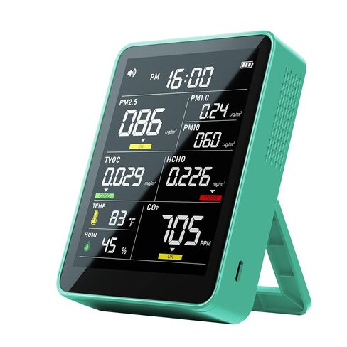 Air Quality Monitor Indoor,13-in-1 Smart Air Quality Tester with PM 2.5, CO2, TVOC, HCHO, PM1, AQI, PM10, Temperature & Humidity, Real Time Display, Battery Powered, for Home & Office in Kuwait