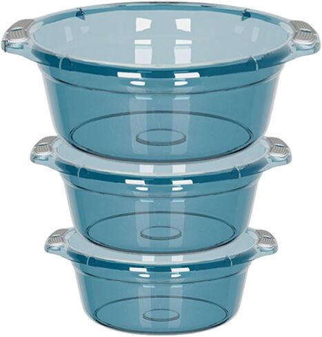 3 Pieces Wash Basin Pp Bowl Dish Tub Foot Basin with Handle Sturdy Thickened Construction Portable for Household Tasks Suitable for Elderly Kitch, Blue in Saudi Arabia