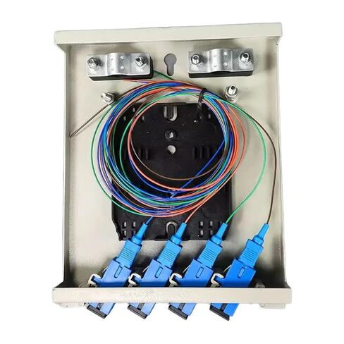 صندوق طرفي من الألياف الضوئية FTTH ذو 4 منافذ يأتي مع محول إطار التوزيع البصري لمنفذ SC LC وشفة وضفيرة اختيارية (أسود مع شفة) in Kuwait
