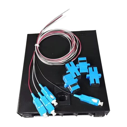 صندوق طرفي من الألياف الضوئية FTTH ذو 4 منافذ يأتي مع محول إطار التوزيع البصري لمنفذ SC LC وشفة وضفيرة اختيارية (أسود مع شفة) in Kuwait