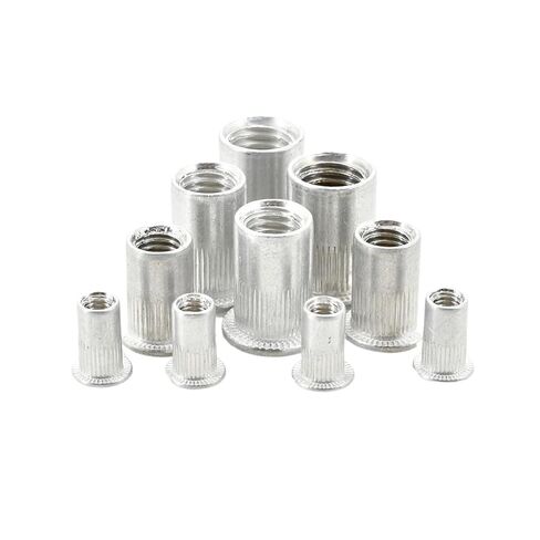 Flat Rivet Nut Carbon/Stainless Steel Pop Rivets Metric Thread Metal Panel Clamp Lock Aluminum Rivnuts(Carbon Steel (Black),M8 (100Pcs)) in Kuwait