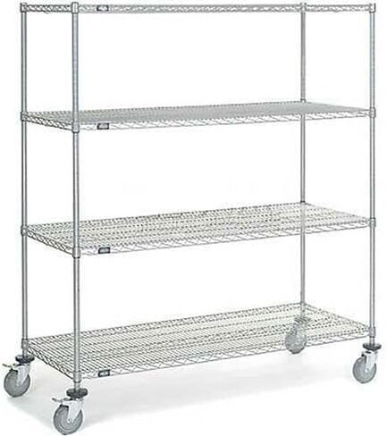 شاحنة Nexel Chrome Wire Shelf، سعة 60 × 24 × 69 سعة 1200 رطل مع فرامل in Kuwait