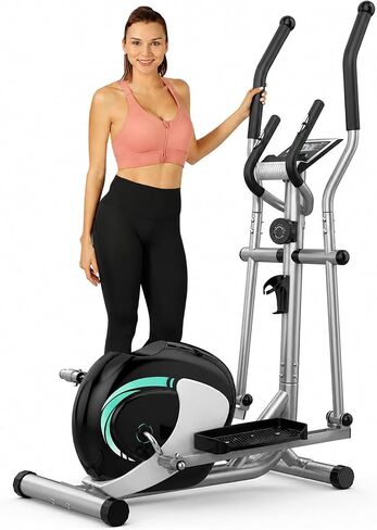 THERUN Elliptical Machine for Home, Hyper-Quiet Elliptical Exercise Machine, Compact Elliptical Trainer w/16 Levels Adjustable Resistance, 13.2LBS Flywheel, Pulse Sensor, LCD Monitor in Kuwait