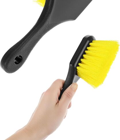 QWORK 8" Utility Scrub Brush with Plastic Handle and Yellow Polypropylene Bristles, 2 Pack Multi-Purpose Cleaning Tool for Wheels and Tires in Kuwait