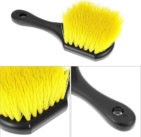 QWORK 8" Utility Scrub Brush with Plastic Handle and Yellow Polypropylene Bristles, 2 Pack Multi-Purpose Cleaning Tool for Wheels and Tires in Kuwait