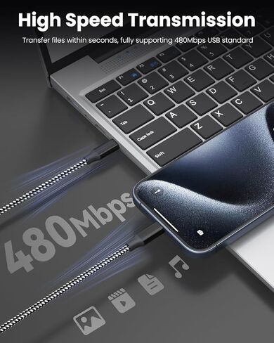 SwaggWood USB C to USB C Cable, 3-Pack 10FT 60W USBC Fast Charging Cable Nylon Braided Type C Charger Cord for iPhone 17/16/15/iPad Pro/MacBook Air and More in Kuwait