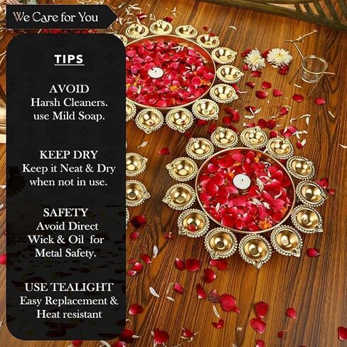 Diya Shape Flower Decorative Urli Bowl For Home Handcrafted Bowl For Floating Flowers And Tea Light Candles Home,Office And Table Decor Diwali Decoration Items For Home Gold (14 INCH) in Kuwait