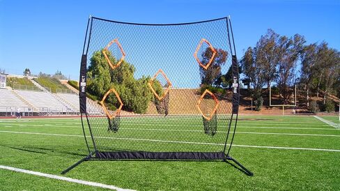 شبكة تدريب رباعية محمولة من Bownet QB5 (8 × 8 بوصات) لممارسة شبكات كرة القدم للرمي أو التمرير - خمسة أهداف جورب - داخلي وخارجي - إطار فولاذي متين مطلي بالمسحوق، متعدد، مقاس واحد in Kuwait