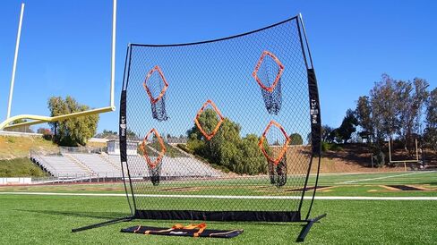 شبكة تدريب رباعية محمولة من Bownet QB5 (8 × 8 بوصات) لممارسة شبكات كرة القدم للرمي أو التمرير - خمسة أهداف جورب - داخلي وخارجي - إطار فولاذي متين مطلي بالمسحوق، متعدد، مقاس واحد in Kuwait