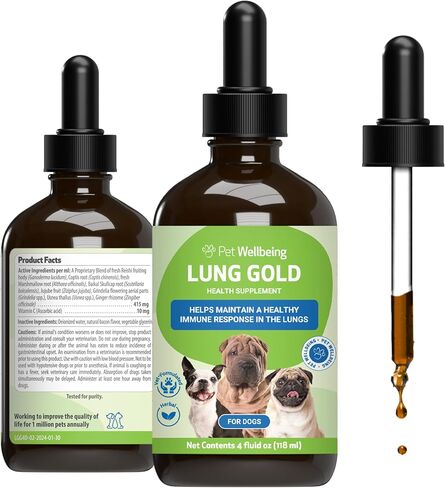 - Lung Gold for Dogs - Natural Breathing support for Canines - 4oz (118ml) in Kuwait