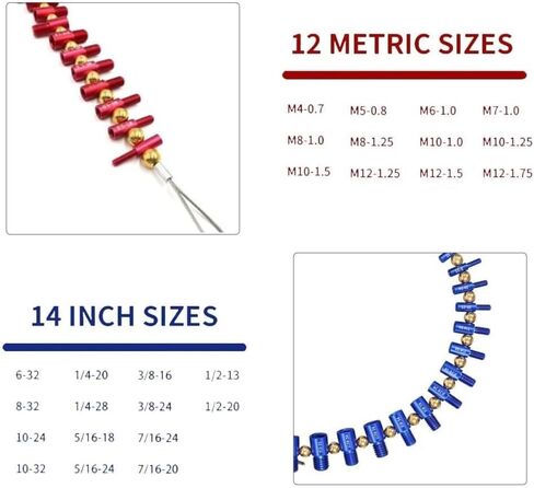 Nut and Bolt Thread Checker, 26 Male/Female Gauges, 14 Standard (Inch) & 12 Metric Sizes, Fast Bolt Size Finder with Double-Sided Laser Marking, Aluminum Thread Identifier Gauge in Kuwait