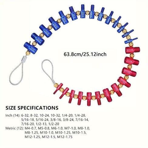 Nut and Bolt Thread Checker, 26 Male/Female Gauges, 14 Standard (Inch) & 12 Metric Sizes, Fast Bolt Size Finder with Double-Sided Laser Marking, Aluminum Thread Identifier Gauge in Kuwait