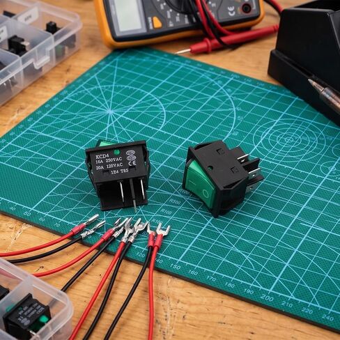 2 حزمة DPST KCD4 الروك التبديل 30A 250V، 4 دبوس 2 موقف تبديل التبديل الأخضر مضاء، 120V ON قبالة الروك مفاتيح الثقيلة T125، الأخضر in Kuwait